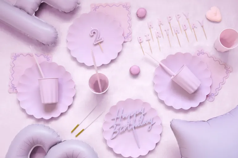 Akryl Kagetopper "Happy Birthday" - Lavendel