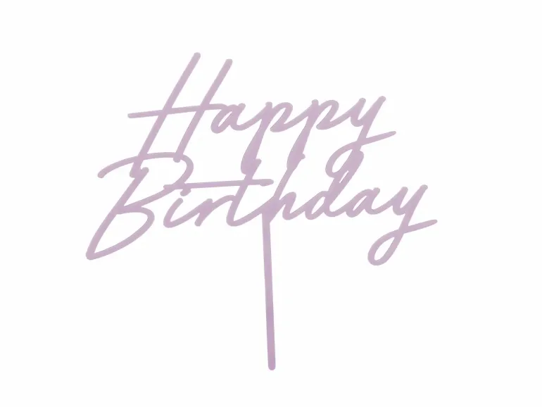 Akryl Kagetopper "Happy Birthday" - Lavendel
