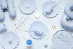 Akryl Kagetopper "Happy Birthday" - Lyseblå