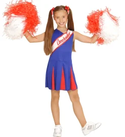 Amerikansk Cheerleader Uniform, Blå/Rød