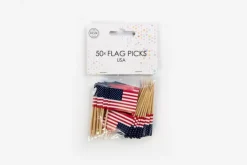 Amerikanske Flag på Picks på Træpinde, 50stk.
