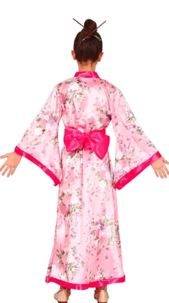 Asiatisk Prinsesse – Lyserød Kimono Kostume til Piger (3–12 år)