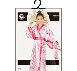 Asiatisk Prinsesse – Lyserød Kimono Kostume til Piger (3–12 år)