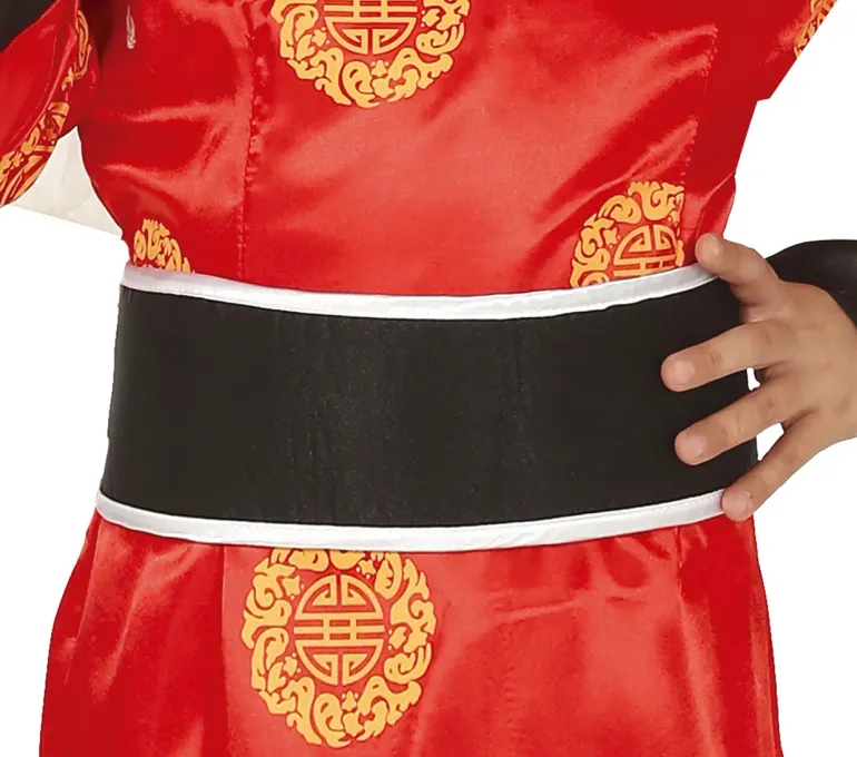 Asiatisk Prinsesse - Rødt Kimono Kostume Til Piger (3 - 12 år)