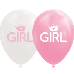 Baby Girl Naturlatex Balloner 30 cm, 8 stk.