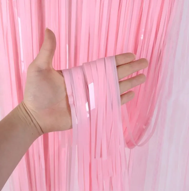 Baby Lyserødt Glimmerforhæng Folie 100x250cm – Festtema®