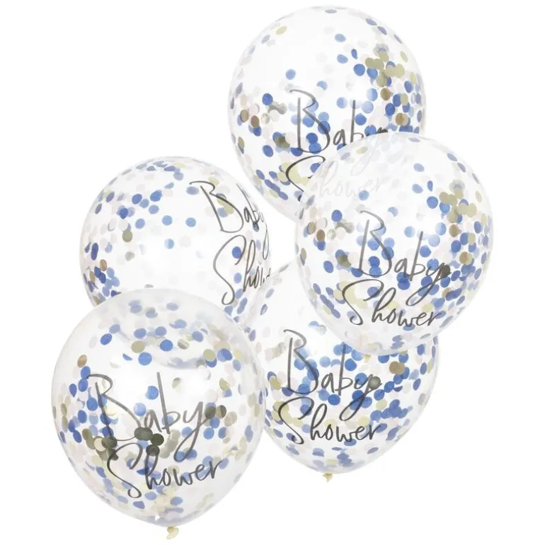Babyshower Navy/Pink Konfetti Balloner, 5 stk.