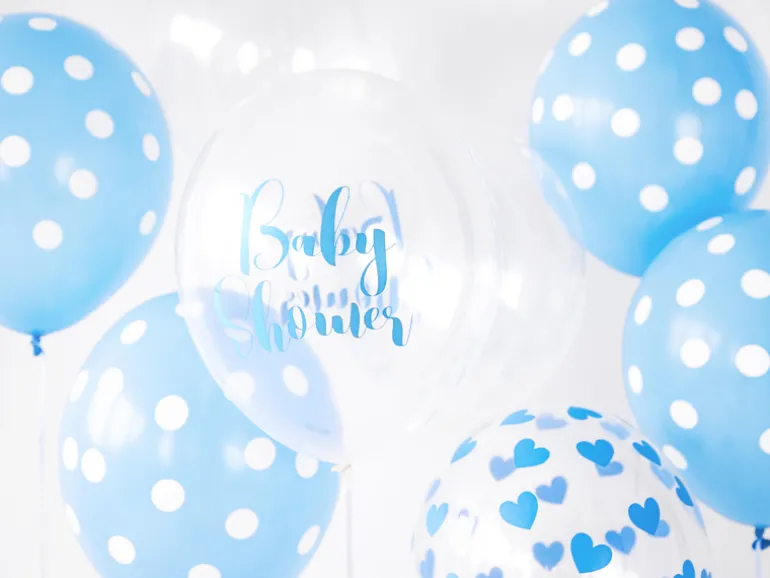 Ballon 30 cm, Dots, Pastel Baby Blå (6 Stk.)