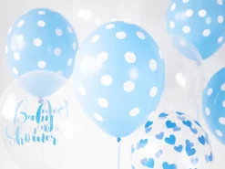 Ballon 30 cm, Dots, Pastel Baby Blå (6 Stk.)