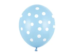 Ballon 30 cm, Dots, Pastel Baby Blå (6 Stk.)
