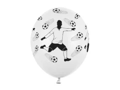 Ballon 30 cm, Fodboldspiller Og Fodbolde, Pastel Pure Hvid (6 Stk.)