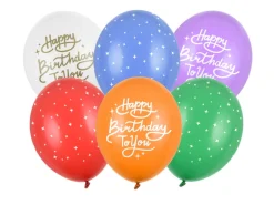 Ballon 30 cm, Happy Birthday To You, Mix (6 Stk.)
