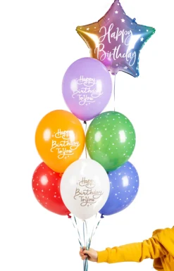 Ballon 30 cm, Happy Birthday To You, Mix (6 Stk.)