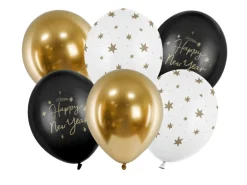 Ballon 30 cm, Happy New Year, Mix (6 Stk.)
