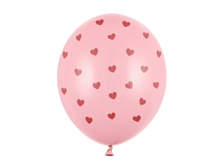 Ballon 30 cm, Hjerter, Pastel Baby Pink (6 Stk.)