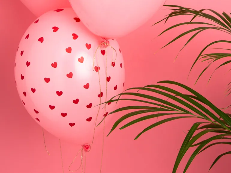Ballon 30 cm, Hjerter, Pastel Baby Pink (6 Stk.)