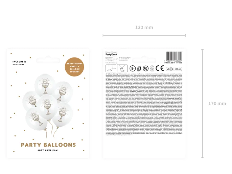 Ballon 30 cm, Ihs, Pastel Pure Hvid (6 Stk.)