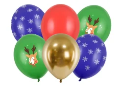 Ballon 30 cm Merry Christmas, Mix (6 Stk.)