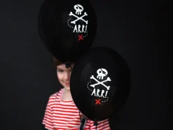 Ballon 30 cm, Pirat, Pastel Sort (6 Stk.)