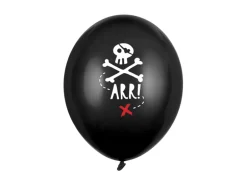 Ballon 30 cm, Pirat, Pastel Sort (6 Stk.)
