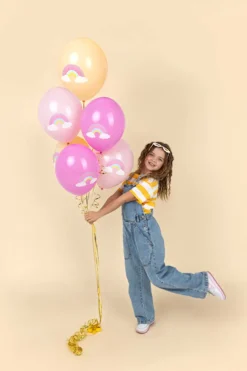 Ballon 30 cm, Regnbue, Mix (6 Stk.)