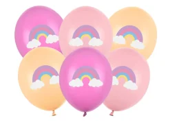 Ballon 30 cm, Regnbue, Mix (6 Stk.)