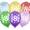 Ballon 30 cm, 8 Års Fødselsdag, Metallic Mix (50 Stk.)