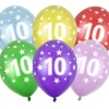 Ballon 30 cm, 10 Års Fødselsdag, Metallic Mix (50 Stk.)