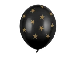 Ballon 30 cm, Stjerner, Pastel Sort (50 Stk.)