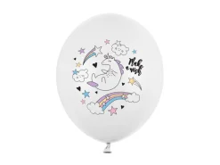 Ballon 30 cm, Unicorn, Pastel Pure Hvid (6 Stk.)