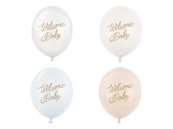 Ballon 30 cm, Welcome Baby, Blå Mix (50 Stk.)