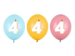 Ballon Med Tal 30 cm, 4, Mix (50 Stk.)