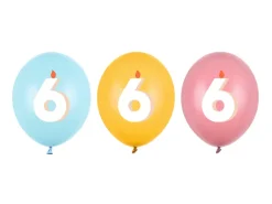 Ballon Med Tal 30 cm, 6, Mix (50 Stk.)