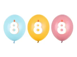 Ballon Med Tal 30 cm, 8, Mix (50 Stk.)