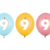 Ballon Med Tal 30 cm, 9, Mix (50 Stk.)