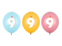 Ballon Med Tal 30 cm, 9, Mix (50 Stk.)