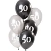 Ballon mix Glossy Black "Happy 50" 23 cm, 6 stk.