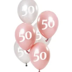 Ballon mix Glossy Pink "Happy 50" 23 cm, 6 stk.