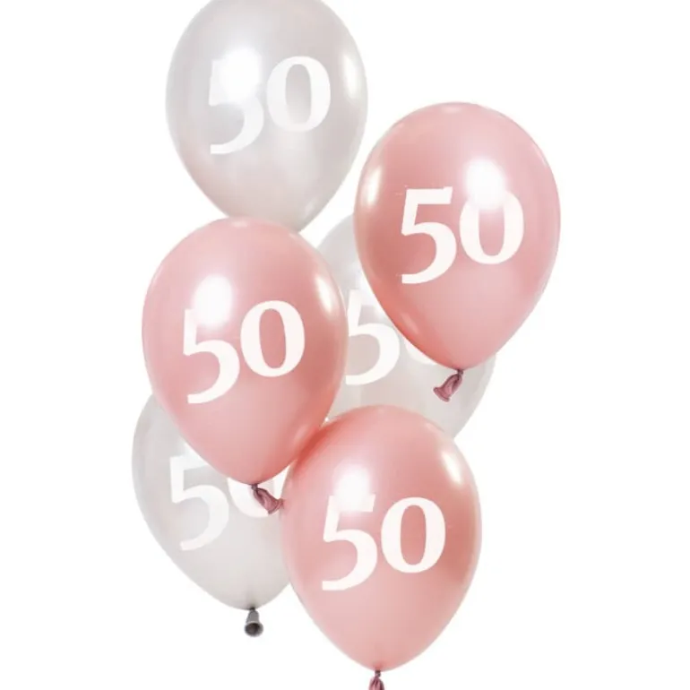 Ballon mix Glossy Pink "Happy 50" 23 cm, 6 stk.