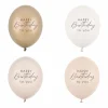 Beige mix "Happy Birthday" Balloner, 50 stk.