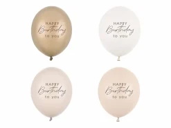 Beige mix "Happy Birthday" Balloner, 50 stk.