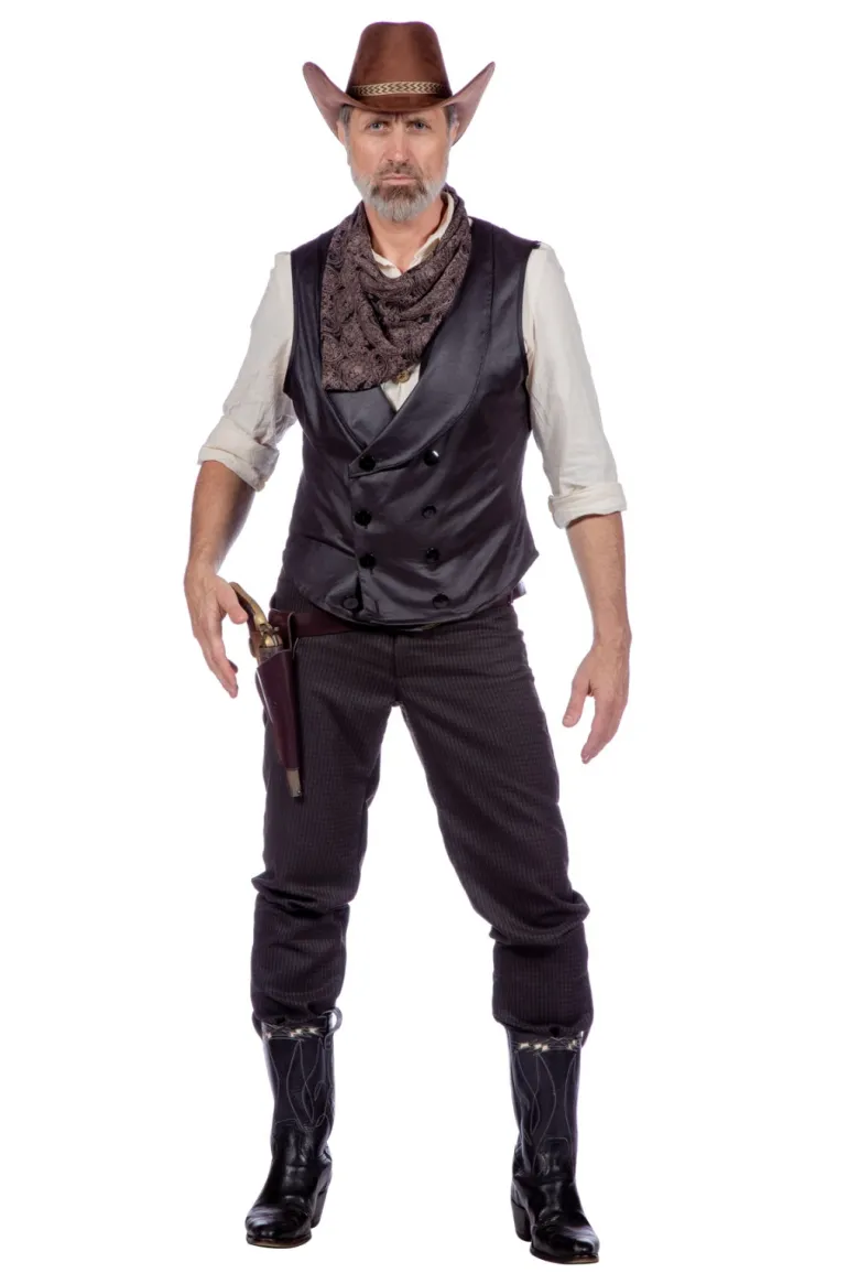 Beige Western Skjorte m/Vest & Bandana