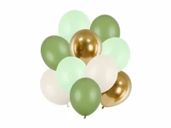 Blandet Balloner Grøn / Creme, 10 stk.