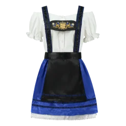 Blå Dirndl m/H-Seler & Løs Skjorte i 100% Bomuld