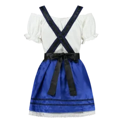 Blå Dirndl m/H-Seler & Løs Skjorte i 100% Bomuld