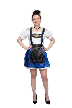 Blå Dirndl m/H-Seler & Løs Skjorte i 100% Bomuld