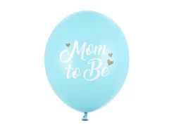 Blå Latex Balloner m/"Mom To Be" 6stk., 30cm