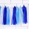 Blå, Lyseblå & Hvide Papir Tassels DIY, 12 stk.