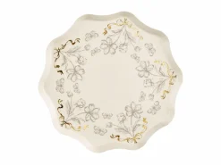 Blomstret Tallerkner med Bølgekant, 6 stk.