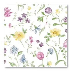 Blomstret "Veronique" Airlaid Middagsservietter, 50 stk.